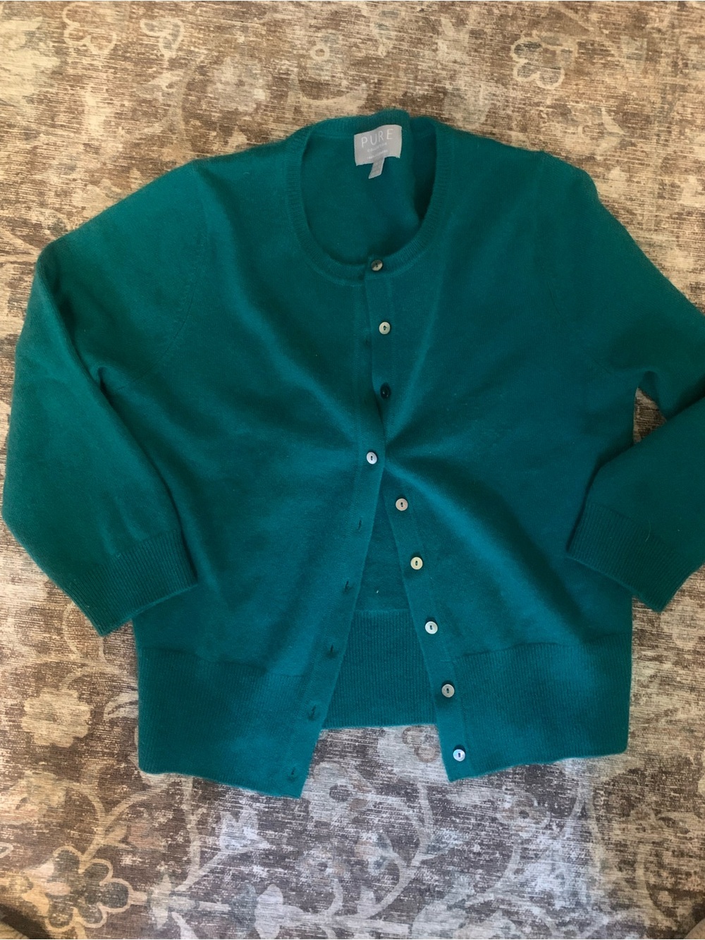 Pure Collection Teal Button-Front Cardigan